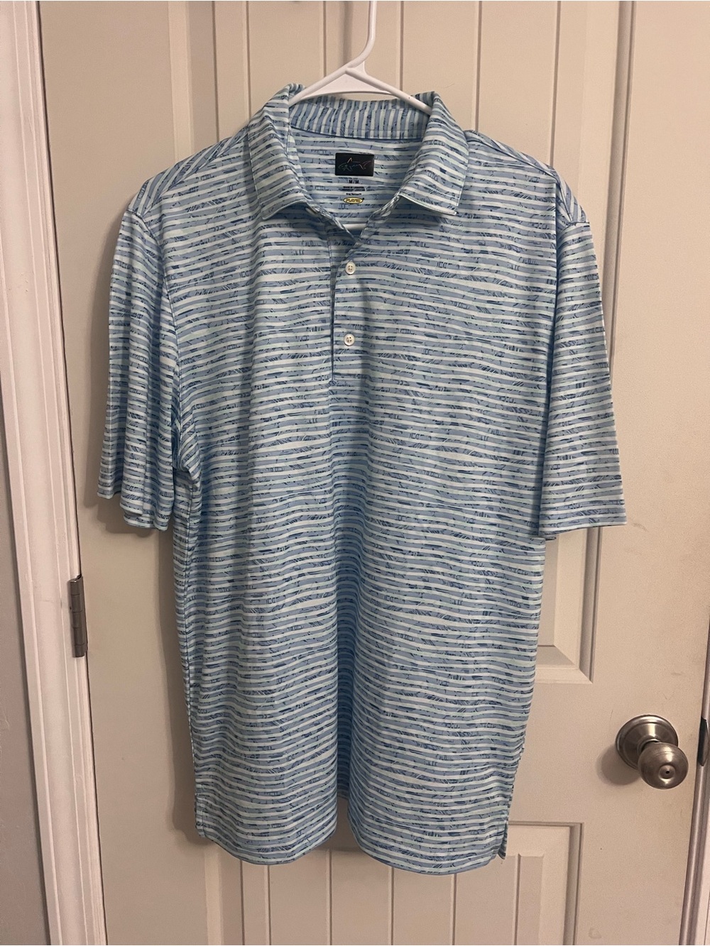 Greg Norman Collection Light Blue Striped Polo